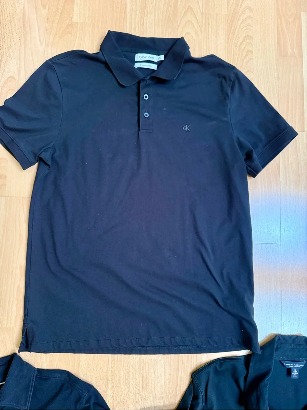 Bundle of 3 Men's Black Polo Shirts Short Sleeve Banana Republic, Calvin Klein M